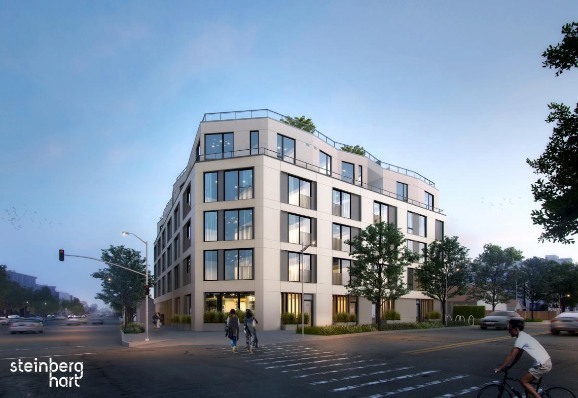 Mixed-use apartment building fully framed at 11701 W Santa