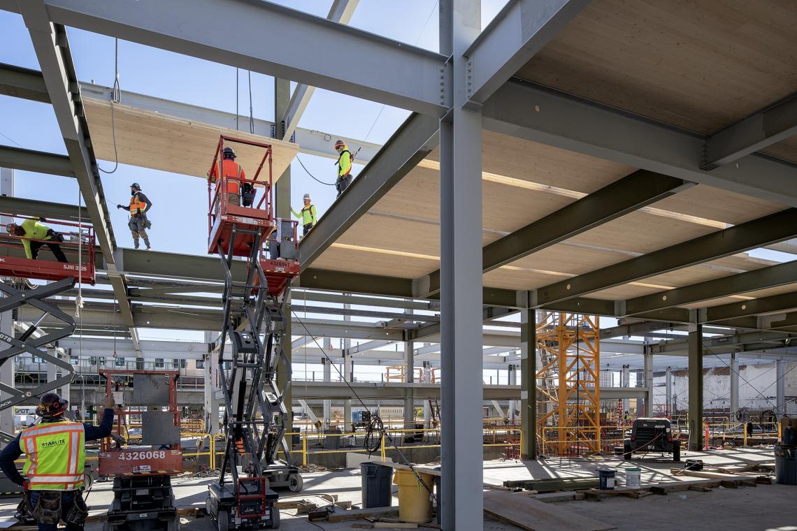 Cross-laminated timber panels arrive at new Chinatown office