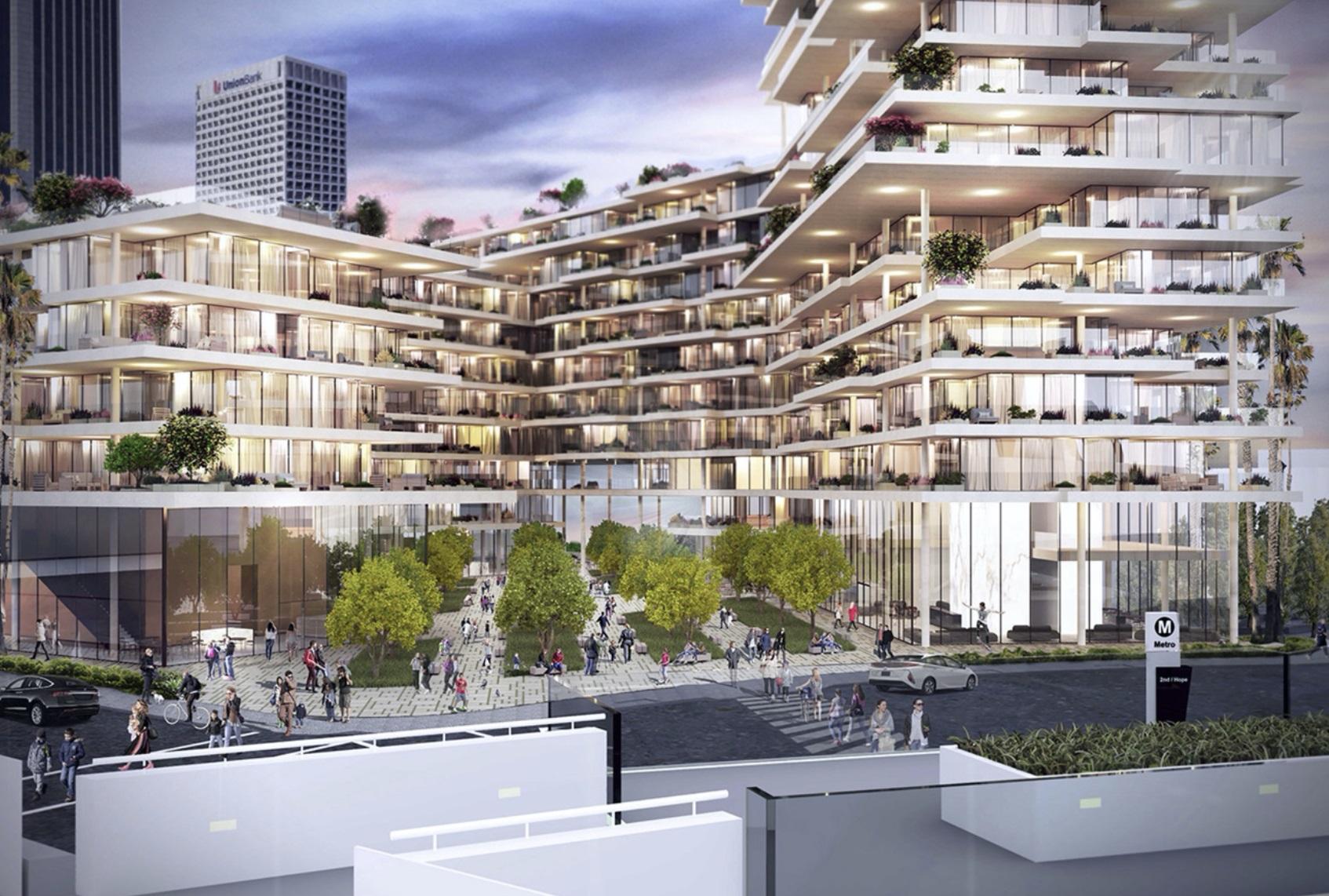 First glimpse of proposed high-rise above Regional Connectors Grand Av  Arts/Bunker HIll Station