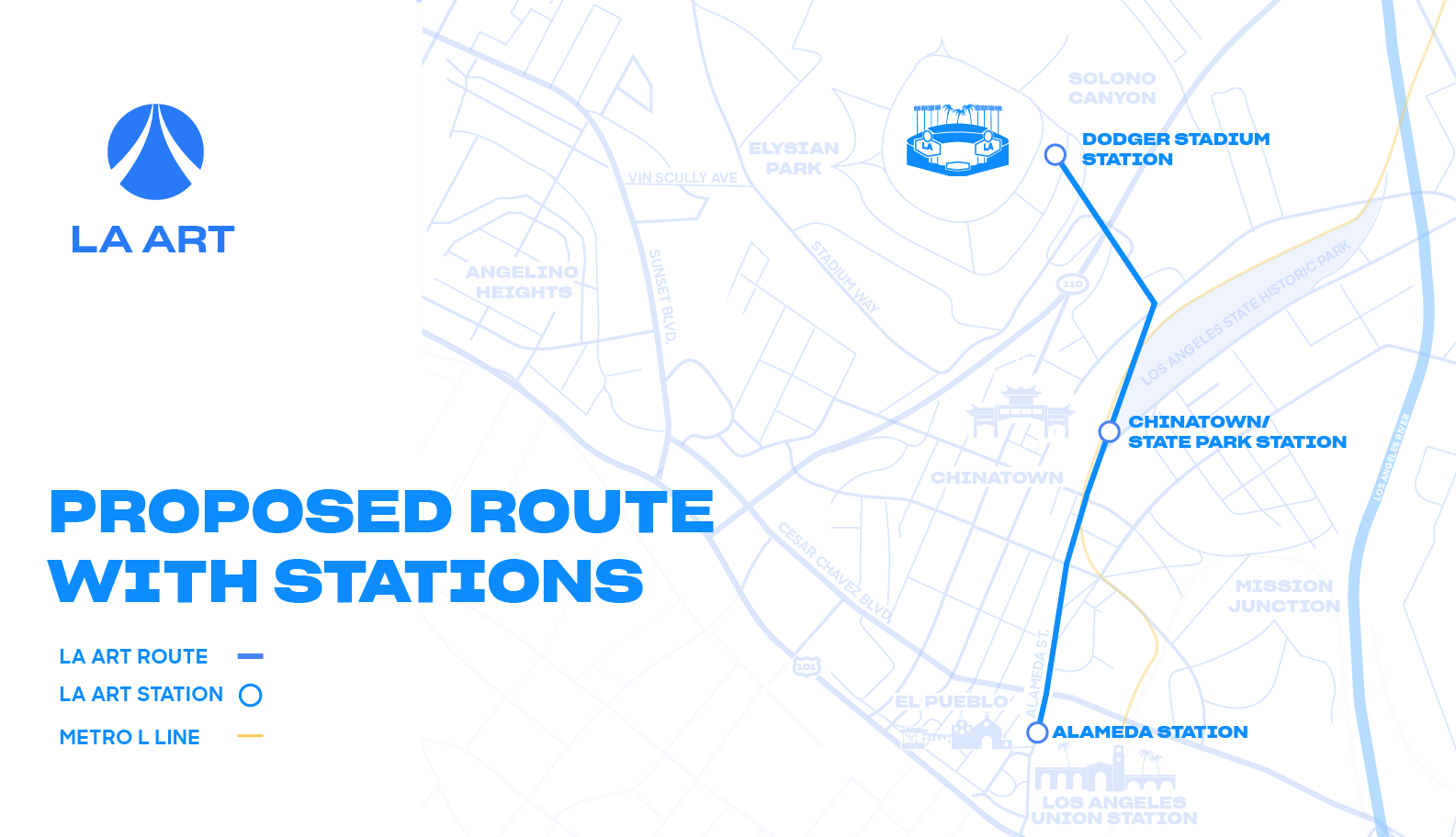 Route selected for Union Station - Dodger Stadium gondola