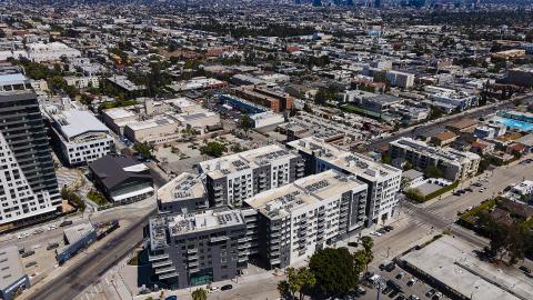 Aerial view of The Rise Hollywood looking southeast