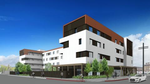 Rendering of permanent supportive housing at 21300 Devonshire Street