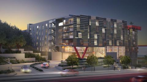 Rendering of 6733 Sepulveda Boulevrd looking northwest, night