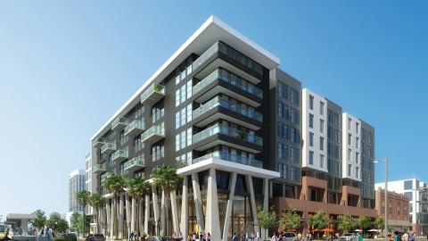 Rendering of Aster looking southwest from Long Beach Boulevard and Broadway