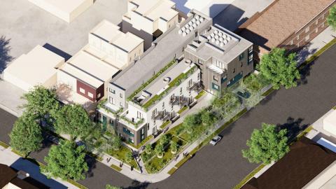 Aerial view of proposed development at 130-140 N Mar Vista Avenue in Pasadena