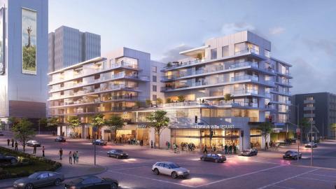Rendering of proposed mixed-use building at 1400 N Vine Street in Hollywood