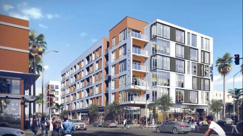 Rendering of 900 S Vermont Avenue from northwest corner