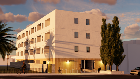 Rendering off the Tethys apartments at 230 N Soto Street in Boyle Heights