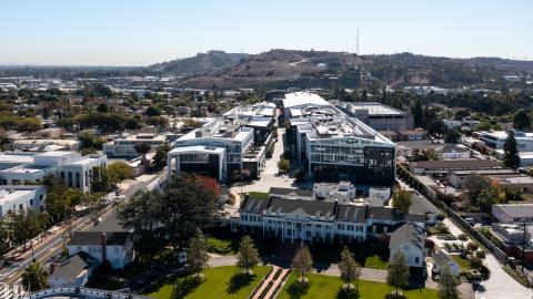 Aerial view of the Culver Studios campus looking south