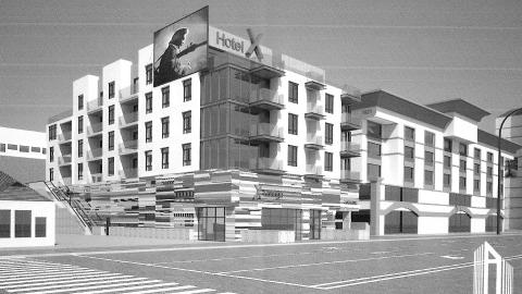 Rendering of proposed hotel at 1909-1915 N Highland Avenue