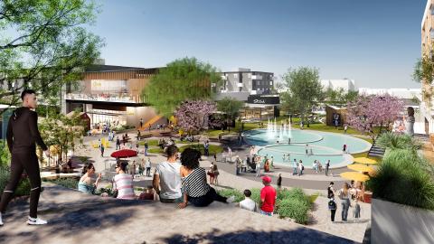 Rendering of the proposed development in the Norwalk Civic Center