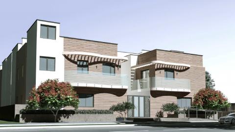 Rendering of townhomes on Jackson Avenue, looking southeast