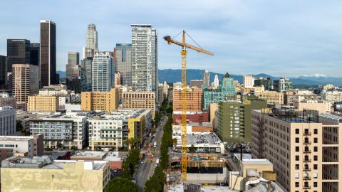 Aerial view of 1000 S Hill Street looking north