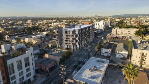 Aerial view of 4800 Melrose looking southwest
