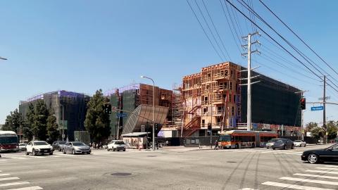 View looking southwest from Vermont Avenue and Santa Monica boulevard