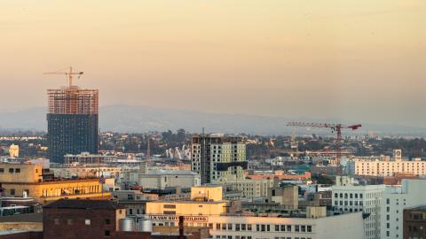 View looking east toward Skid Row and the Arts District