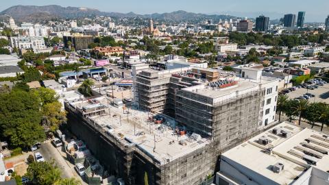 Aerial view looking northeast