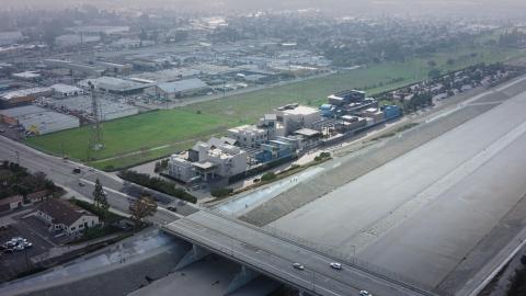Aerial view of SELA Cultural Center looking southeast
