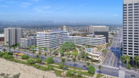 Aerial view of the Miramar Santa Monica looking northeast