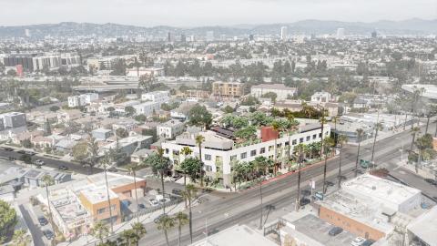 Aerial view looking northeast