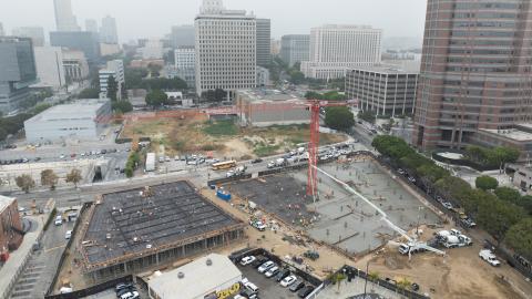 Aerial view looking west