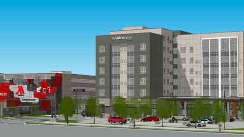Rendering of the dual-brand hotel at 2500 N. Hollywood Way