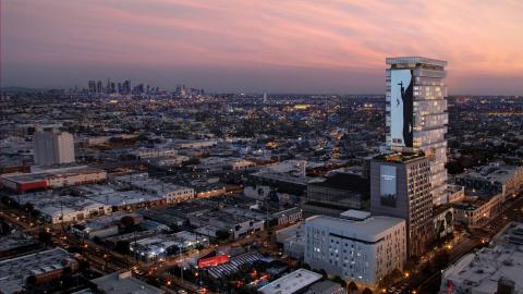 Aerial view looking southeast