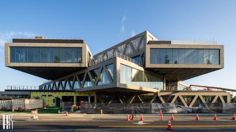 Ground-level view of the Robert Day Sciences Center