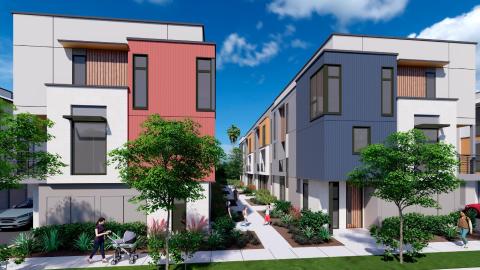 Row townhome, paseo view
