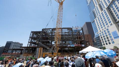 Topping out ceremony for the Colburn Center
