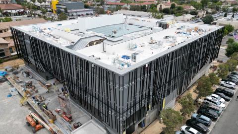 Aerial view of the Armenian American Museum under construction in Glendale