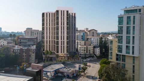 Aerial view looking west