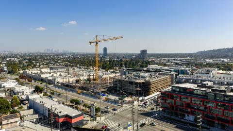 Aerial view looking southeast