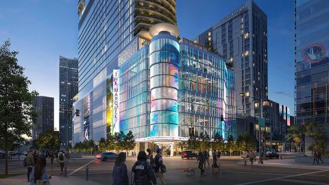 View looking northeast from Olympic Boulevard