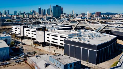 Aerial view looking west