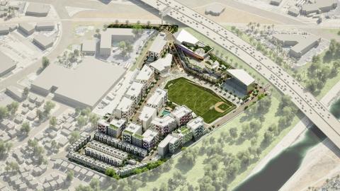 Aerial view of Modelo Commerce project