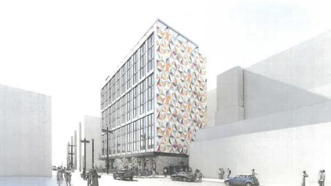 View looking southwest from Santa Fe Avenue