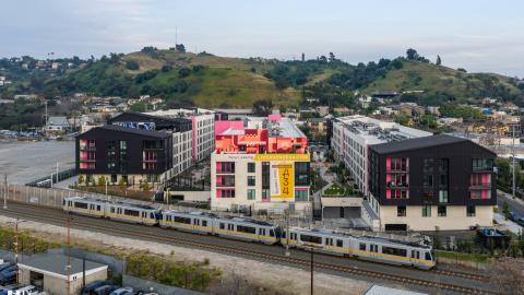 Aerial view looking east
