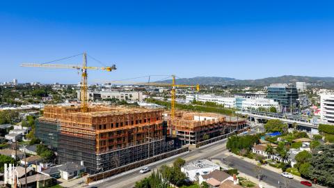 Aerial view looking northwest