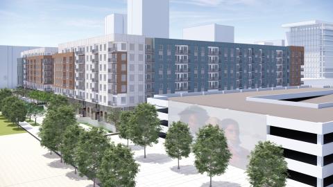 Aerial view looking southwest