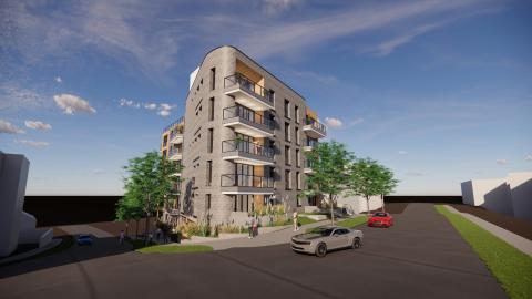 View looking southwest from Sherbourne and Shoreham