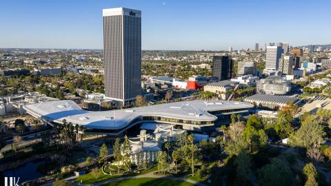 Aerial view looking southwest