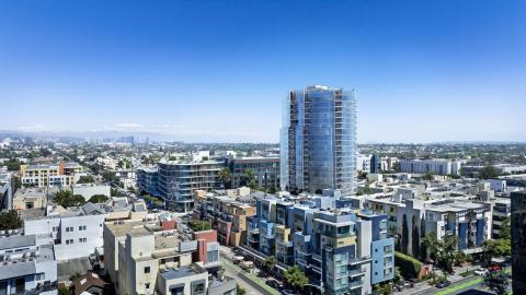 Aerial view looking southeast
