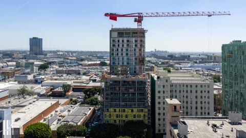 Aerial view looking east
