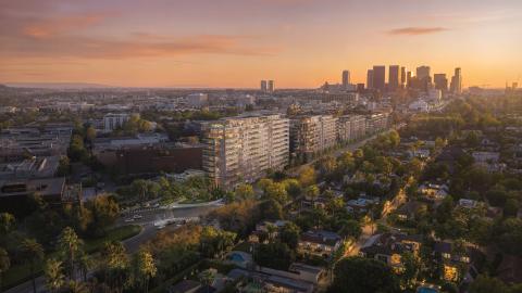 Aerial view looking southwest