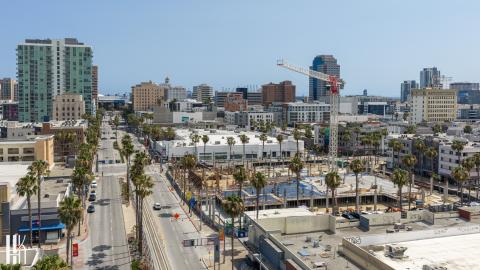 Aerial view looking southwest