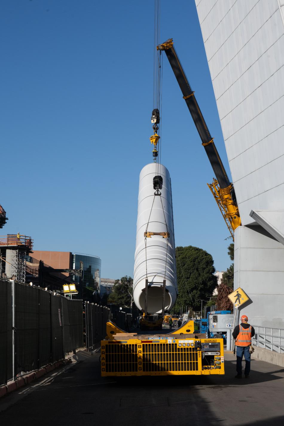 Solid rocket motors moved into place at the future Samuel