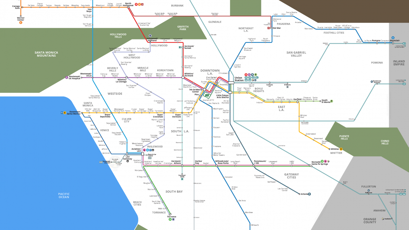 Los Angeles Metro Transit Map Leggings